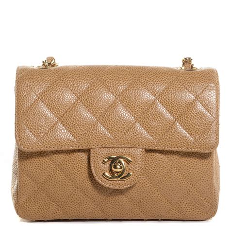 chanel mini square caviar beige